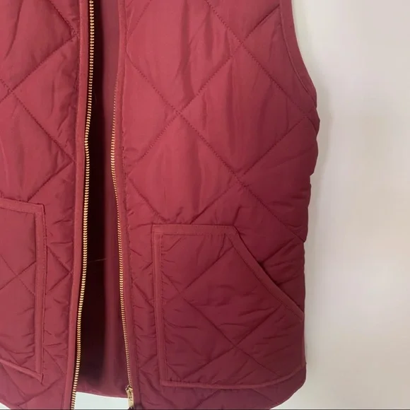J. Crew Factory Burgundy/Wine Quilted Puffer Vest Size XXS - Picture 6 of 7